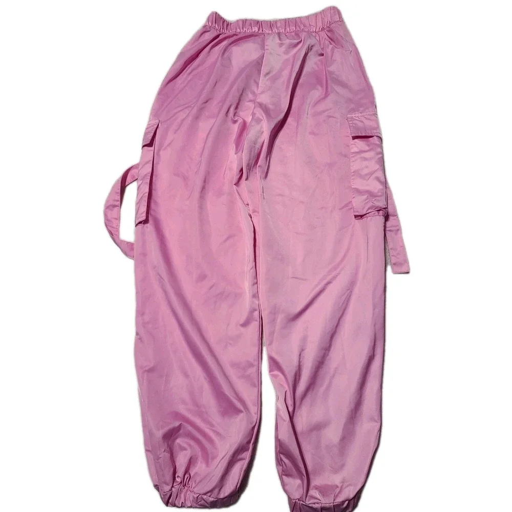 Forever 21 Pink Cargo Jogger Pants Womens Medium Elastic Waist Utility... - Picture 2 of 7